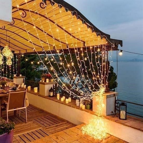 2x2 Metre 320 LED 8 Fonksiyonlu Dekoratif Günışığı Saçak İp Perde Aydınlatma görsel 4