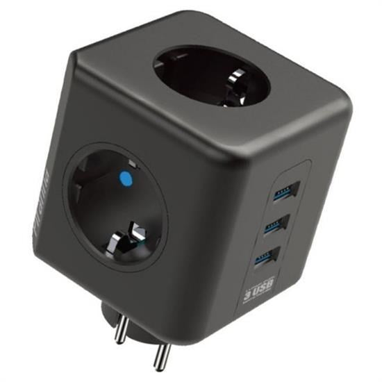 Isıya Dayanıklı Termal Akım Korumalı ve Çocuk Korumalı 3 Priz Girişli 3 USB Girişli Küp Priz görsel 1