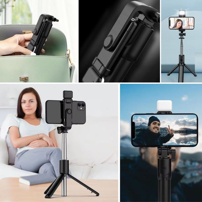 LED Işıklı Kumandalı Uzayabilen Selfie Çubuğu ve Masa Üstü Tripod görsel 2