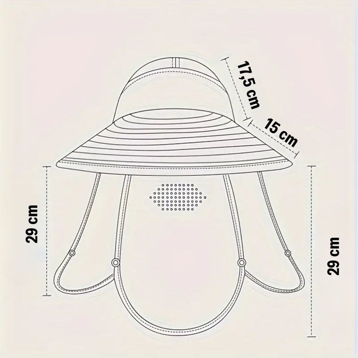 Güneş Koruyuculu Nefes Alabilen Maskeli ve Boyun Kapaklı Geniş Kenarlı Balıkçı Şapkası görsel 2