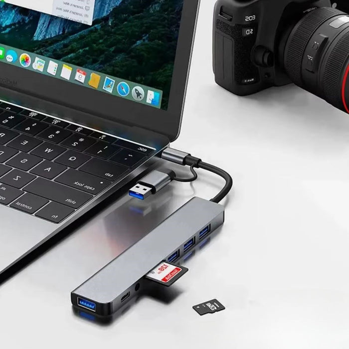 8 in 1 USB Çevirici – Type-C Uyumlu Notebook & MacBook Görüntü Aktarıcı Hub görsel 4