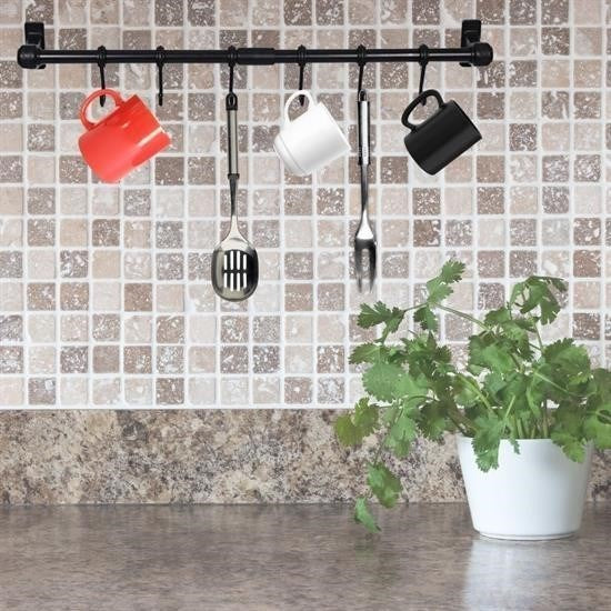 Duvara Monte Edilen 6 Kancalı Dekor Kaşıklık ve Kupa Askısı görsel 1