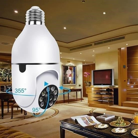 WiFi 360 Panoramik Ampul Kamera – Akıllı Hareket Algılayıcı, Gece Görüş ve Sesli IP Kamera görsel 2