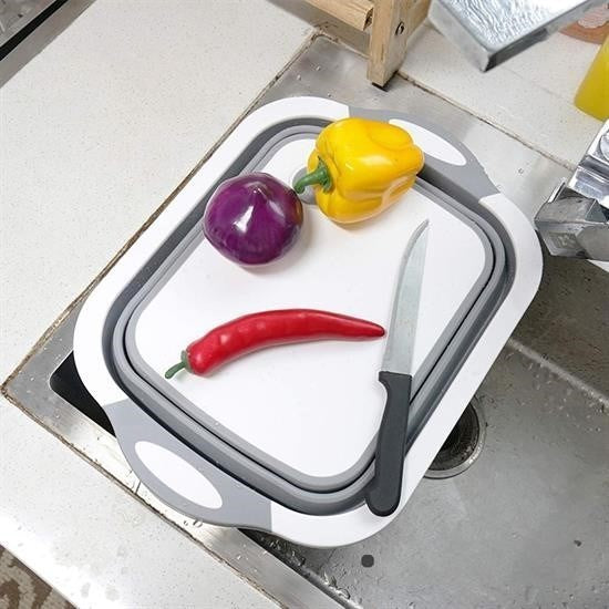 Katlanabilir Süzgeçli Kesme Tahtası ve Badya Leğen – Çok Amaçlı Pratik Mutfak Gereci görsel 2