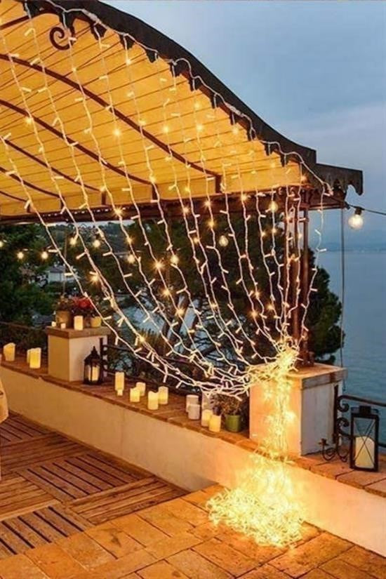 2x2 Metre 320 LED 8 Fonksiyonlu Dekoratif Günışığı Saçak İp Perde Aydınlatma