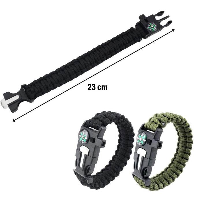 5’i 1 Arada Çok Fonksiyonlu Hayatta Kalma Bilekliği – Pusula, Düdük, Çakmak Taşı & Paraşüt İpi görsel 4