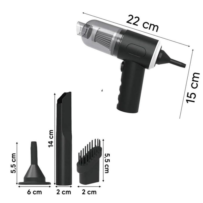 3’ü 1 Arada Araç İçi Kablosuz Şarjlı Mini El Süpürgesi – Vakum ve Üfleme görsel 2