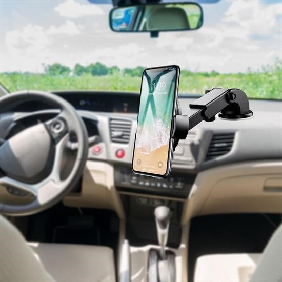 360° Dönen Torpido Üstü Uzunluk Ayarlı Vantuzlu Teleskopik Araç Telefon Tutucu görsel 1