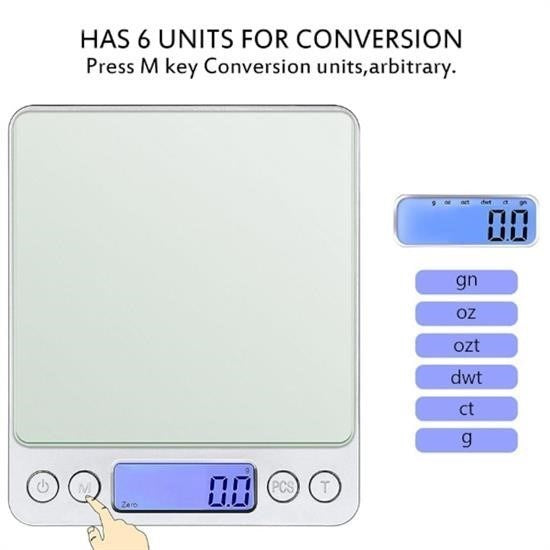 Dijital Hassas Mutfak Terazisi 2000 gr / 0.1 gr Hassasiyetli görsel 1
