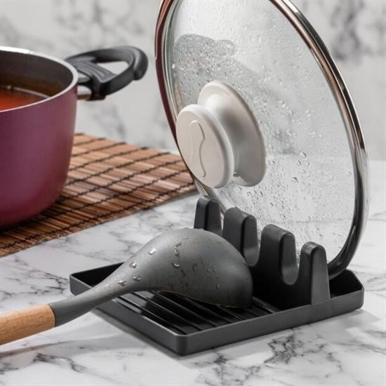 Tencere Kapak Tutuculu Kaşıklık – Pratik Kaşık Kepçe Altlığı Düzenleyici Stand görsel 1
