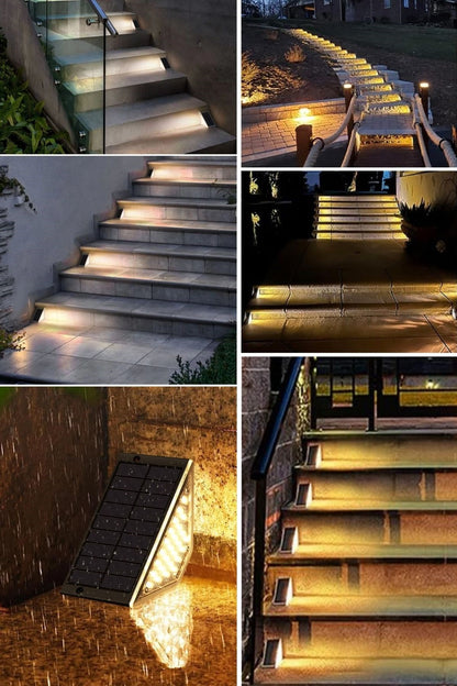 8 Adet Üçgen Güneş Enerjili Solar Basamak ve Köşe Lambası – Dış Mekan Su Geçirmez Aydınlatma