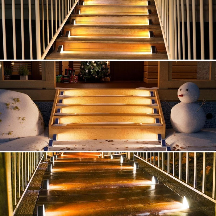 8 Adet Üçgen Güneş Enerjili Solar Basamak ve Köşe Lambası – Dış Mekan Su Geçirmez Aydınlatma görsel 4