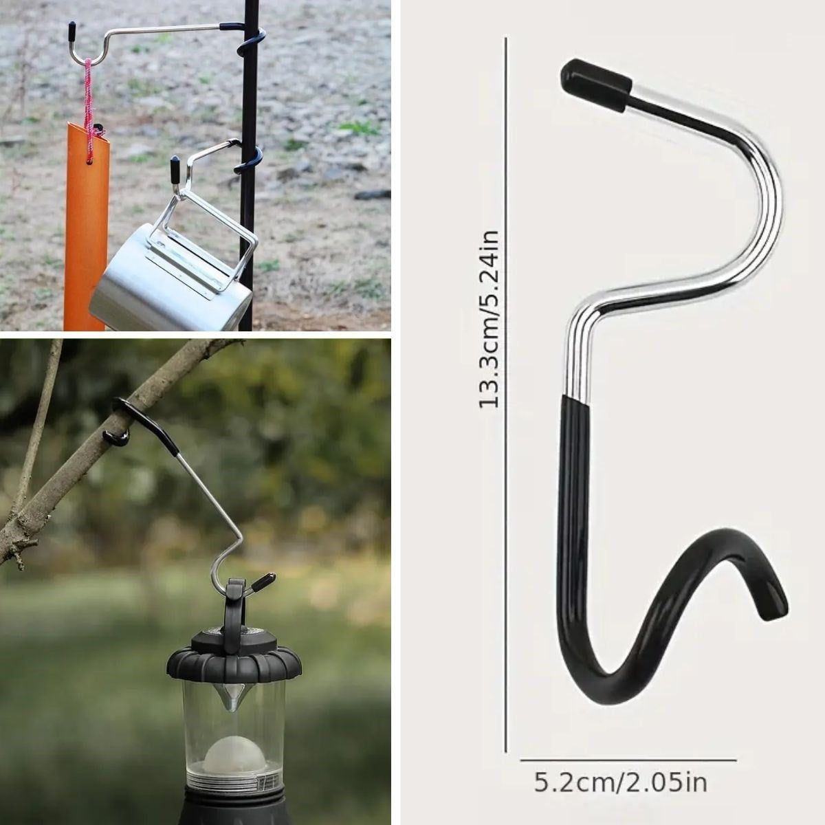 Kamp İçin Çok Fonksiyonlu S-Şekilli Kaymaz Paslanmaz Çelik Eşya Asma Kancası