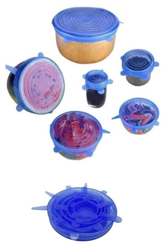 6’lı Silikon Streç Kapak – Hava Geçirmez Gıda Saklama Kapakları