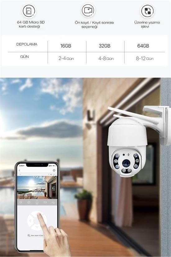 20 MP HD Lens IP Wifi Güvenlik Kamerası – İç ve Dış Mekan Suya Dayanıklı Akıllı Kamera