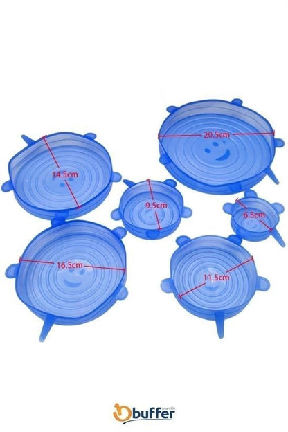 6’lı Silikon Streç Kapak – Hava Geçirmez Gıda Saklama Kapakları