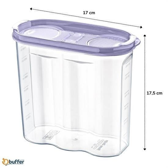 2 Kapaklı Ölçekli Erzak Kuru Gıda Saklama Kutusu - 1,7 Litre