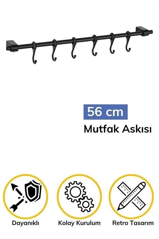 Duvara Monte Edilen 6 Kancalı Dekor Kaşıklık ve Kupa Askısı