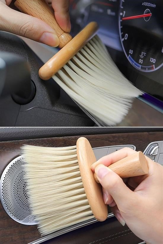 Ahşap Saplı Yumuşak Kıl Fırça – Araba ve Bilgisayar İçin Detaylı Toz Alma Temizlik Fırçası