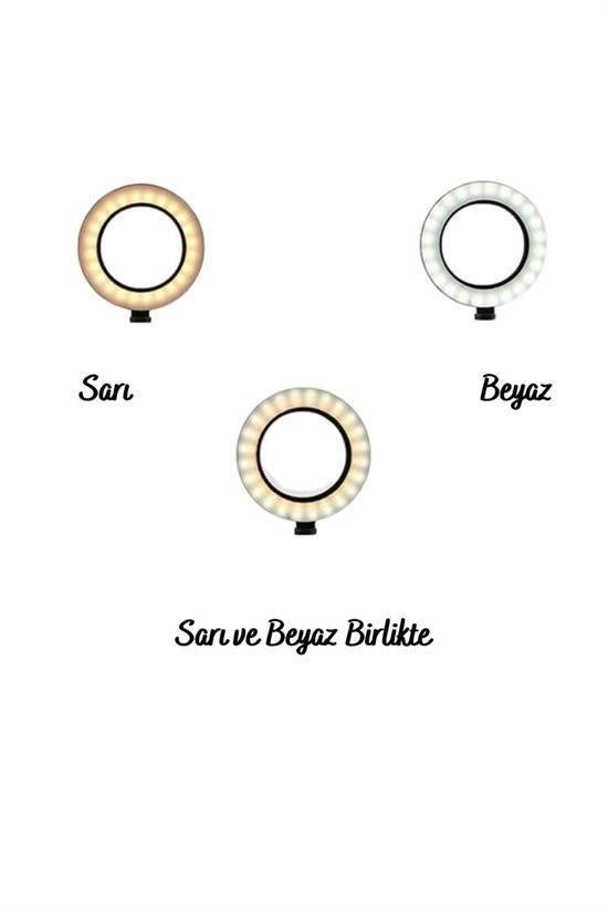 8 İnç 20 cm Selfie Halka Işık Tripodlu Telefon ve Video Çekim Lambası