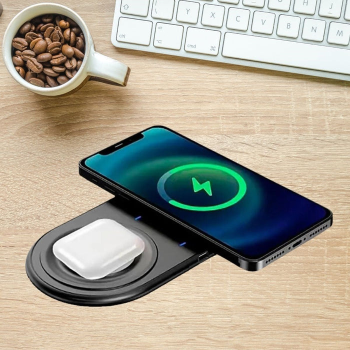 2’si 1 Arada Kablosuz Saat, Kulaklık ve Telefon Hızlı Şarj Aparatı görsel 1