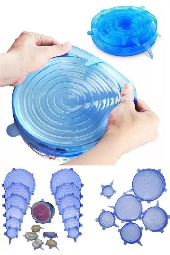 6’lı Silikon Streç Kapak – Hava Geçirmez Gıda Saklama Kapakları görsel 3