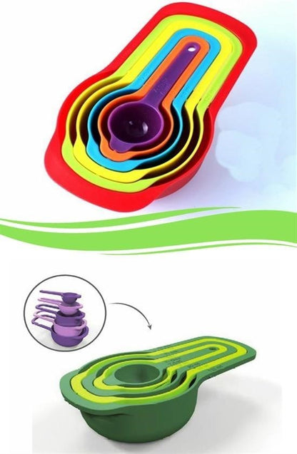 Pratik 5’li Ölçü Kaşığı Kabı – Şeker, Baharat ve Sıvı Ölçer Set