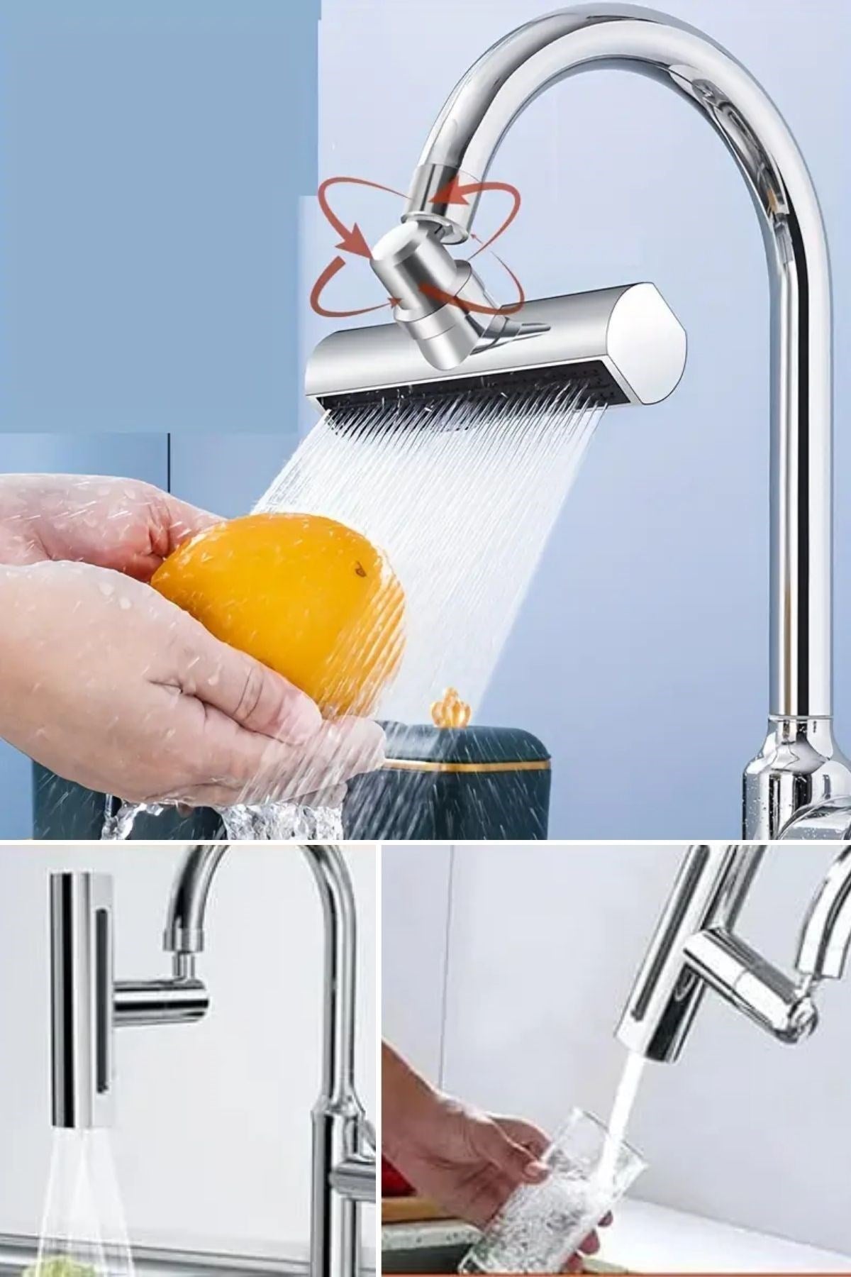 3 Modlu Evrensel Musluk Başlığı – 360° Döner Çok Amaçlı Su Tasarruflu Adaptör