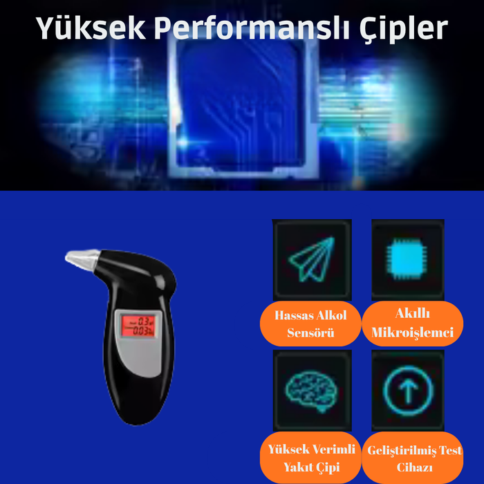 Taşınabilir Dijital Alkol Test Cihazı - Yüksek Hassasiyetli Üfleme Tipi Alkol Ölçer görsel 3