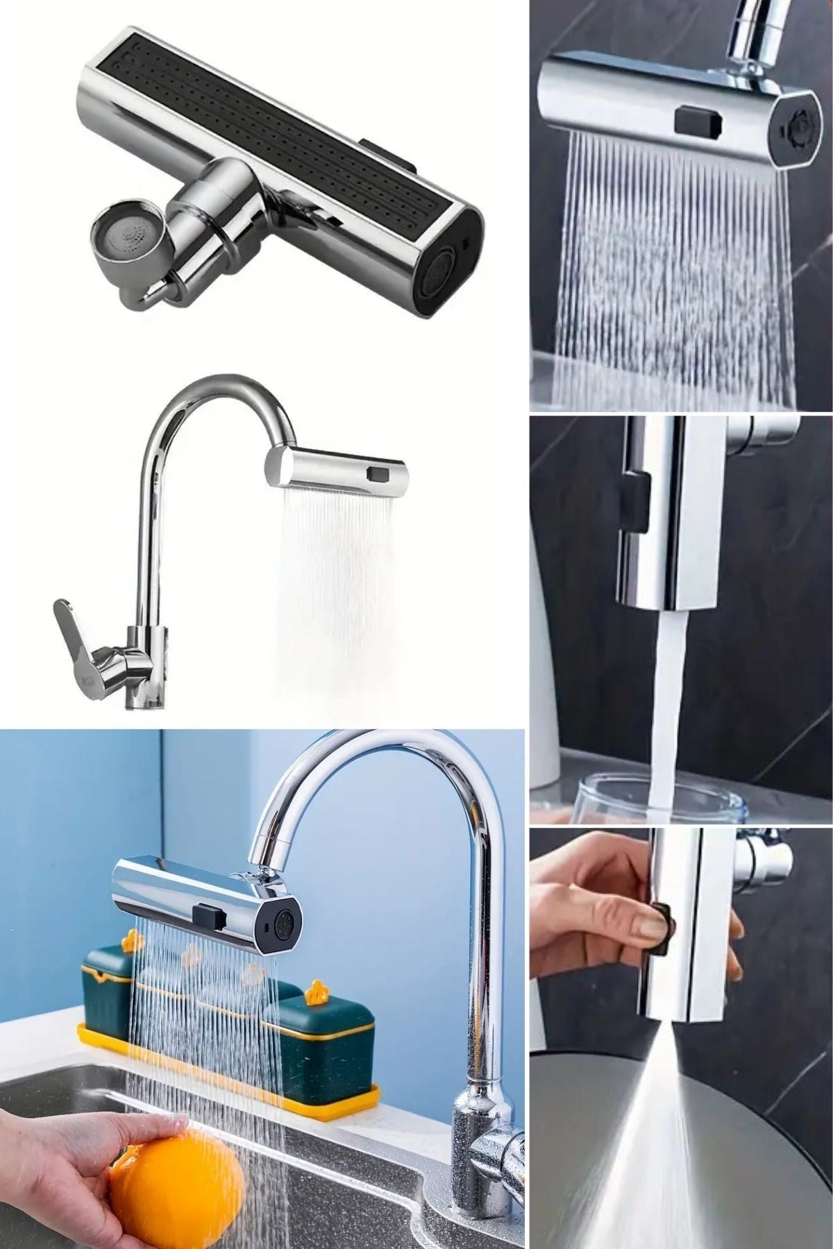 3 Modlu Evrensel Musluk Başlığı – 360° Döner Çok Amaçlı Su Tasarruflu Adaptör