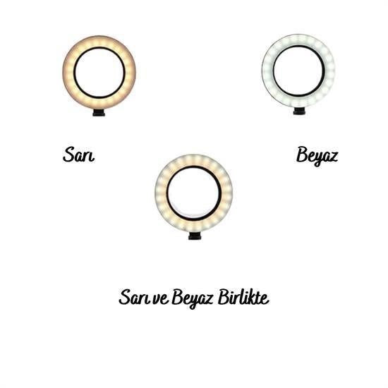 8 İnç 20 cm Selfie Halka Işık Tripodlu Telefon ve Video Çekim Lambası görsel 4