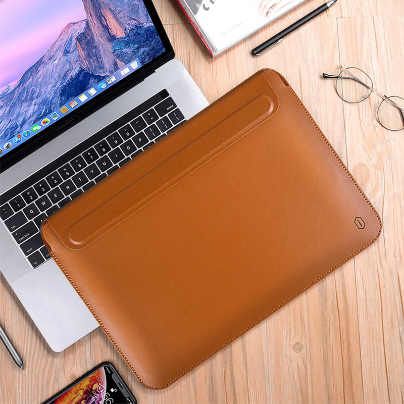Suya Dayanıklı PU Deri Laptop ve Macbook Çantası – Darbe Emici, Ergonomik ve Şık Tasarım