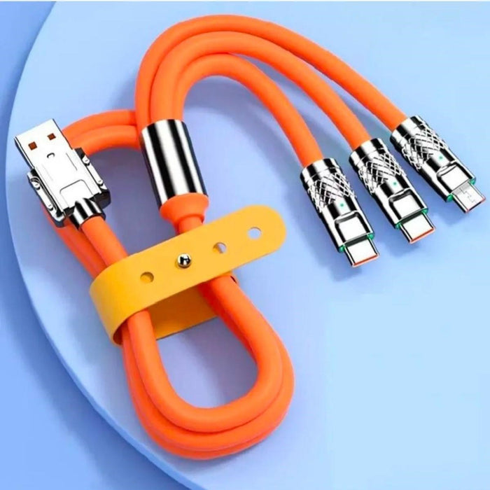 3’ü 1 Arada Type-C + Micro USB + Lightning Hızlı Şarj Kablosu – 1 Metre Silikon Kablo görsel 3