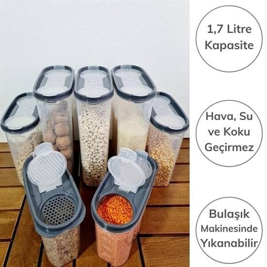 2 Kapaklı Ölçekli Erzak Kuru Gıda Saklama Kutusu - 1,7 Litre görsel 2