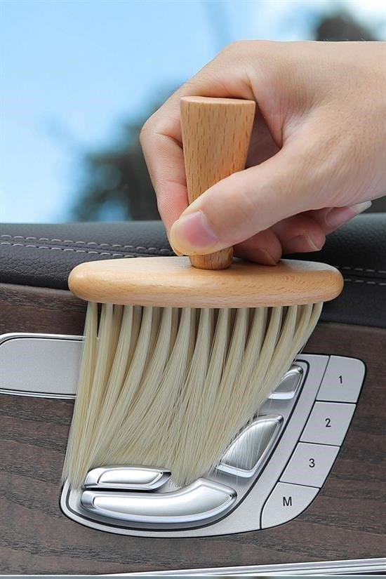 Ahşap Saplı Yumuşak Kıl Fırça – Araba ve Bilgisayar İçin Detaylı Toz Alma Temizlik Fırçası