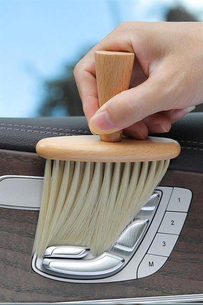 Ahşap Saplı Yumuşak Kıl Fırça – Araba ve Bilgisayar İçin Detaylı Toz Alma Temizlik Fırçası