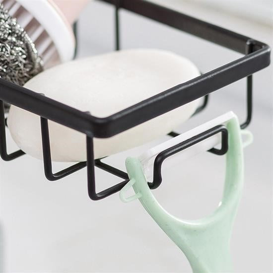 Paslanmaz Çelik Mutfak Banyo Musluğuna Sabitlenebilir Sabunluk ve Sünger Tutucu Aparat