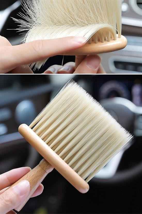 Ahşap Saplı Yumuşak Kıl Fırça – Araba ve Bilgisayar İçin Detaylı Toz Alma Temizlik Fırçası