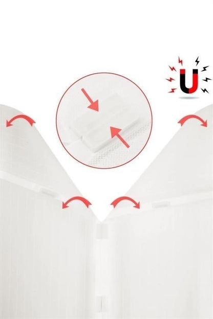 Pratik Manyetik Mıknatıslı Beyaz Kapı Pencere Sinekliği Tülü 90 x 210 cm