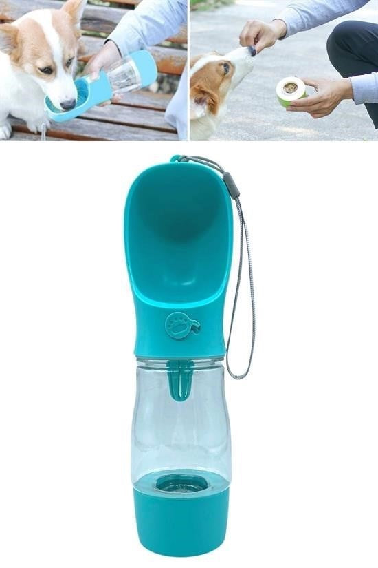 Taşınabilir Mama Hazneli Evcil Hayvan Suluğu – Su Sızdırmaz Kilitli Seyahat Kabı 380 ML görsel 4