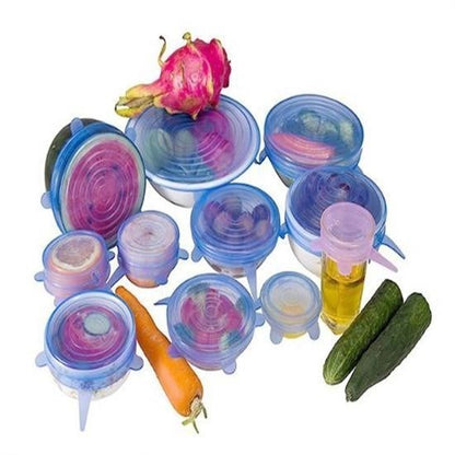 6’lı Silikon Streç Kapak – Hava Geçirmez Gıda Saklama Kapakları