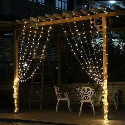 2x2 Metre 320 LED 8 Fonksiyonlu Dekoratif Günışığı Saçak İp Perde Aydınlatma