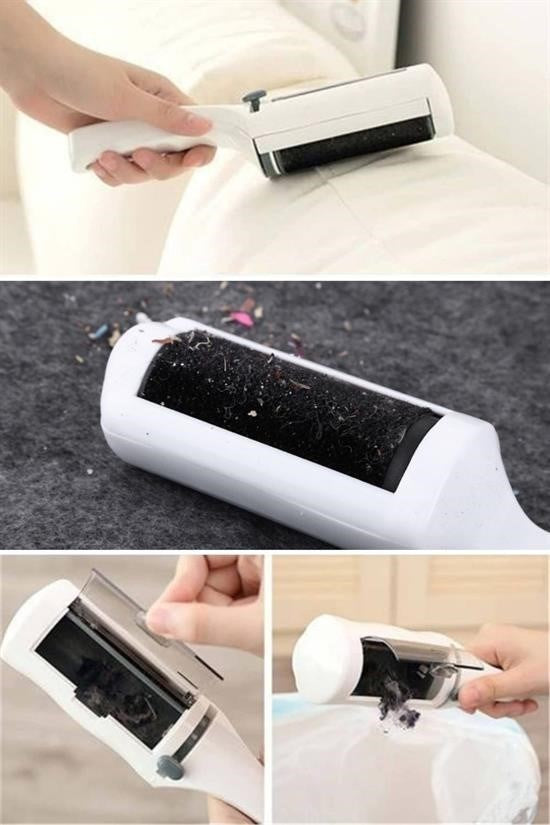 Taşınabilir Elektrostatik Hazneli Rulo Şeklinde Evcil Hayvan Tüyü ve Saç Toplayıcı