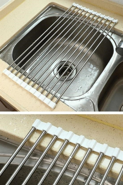 Evye Üstü Katlanır Paslanmaz Çelik Sebze, Meyve ve Bulaşık Kurutma Süzgeci