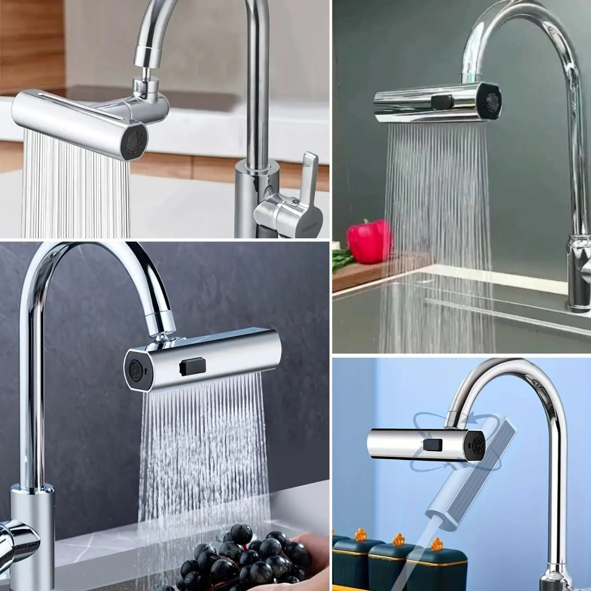 3 Modlu Evrensel Musluk Başlığı – 360° Döner Çok Amaçlı Su Tasarruflu Adaptör