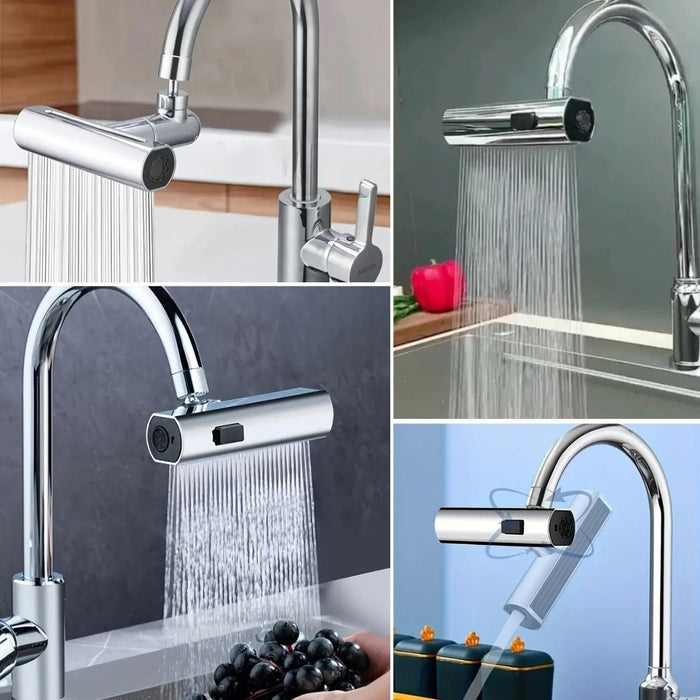 3 Modlu Evrensel Musluk Başlığı – 360° Döner Çok Amaçlı Su Tasarruflu Adaptör görsel 1