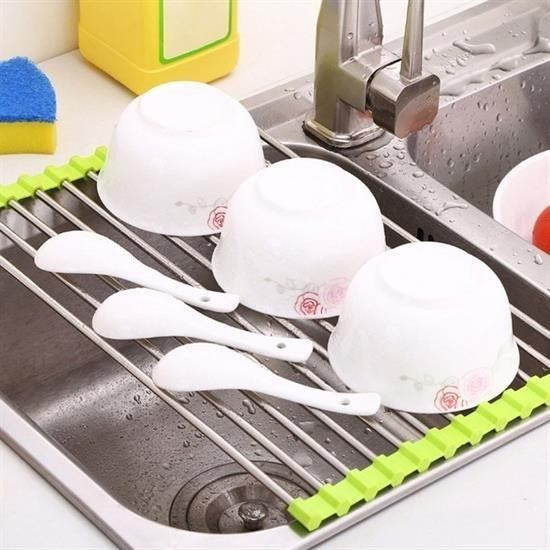 Evye Üstü Katlanır Paslanmaz Çelik Sebze, Meyve ve Bulaşık Kurutma Süzgeci