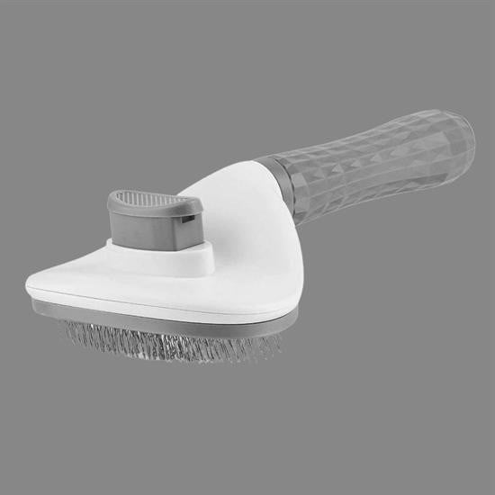 Kedi ve Köpek Tüy Toplayıcı – Kendini Temizleyebilen Ergonomik Saplı Evcil Hayvan Tarağı Gri görsel 2