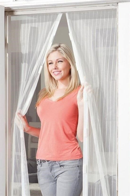 Pratik Manyetik Mıknatıslı Beyaz Kapı Pencere Sinekliği Tülü 90 x 210 cm