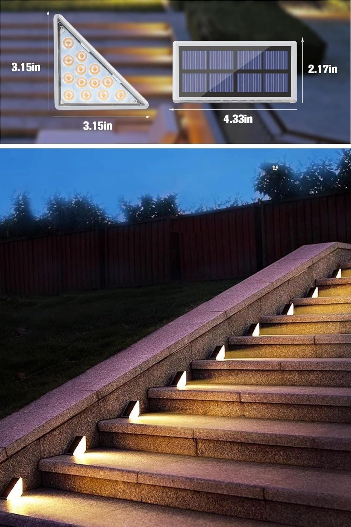 8 Adet Üçgen Güneş Enerjili Solar Basamak ve Köşe Lambası – Dış Mekan Su Geçirmez Aydınlatma